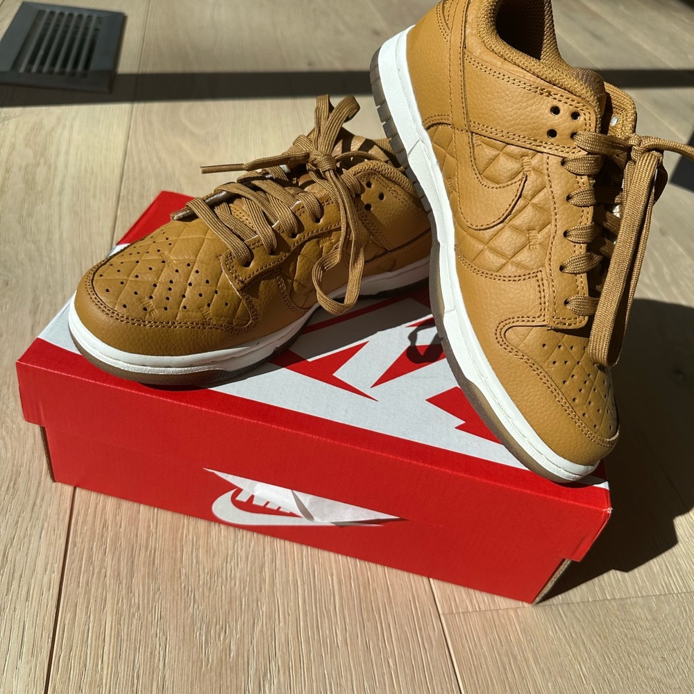 Nike Tan Dunk Low Quilted Sneakers